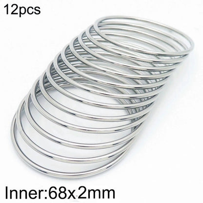 304 Stainless Steel 18K Gold Plated Minimalist Round Solid Color Bangle