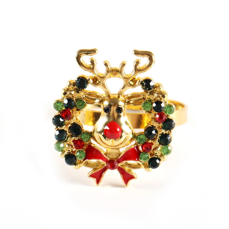 Cute Christmas Tree Santa Claus Alloy Napkin Rings 1 Set Of 6