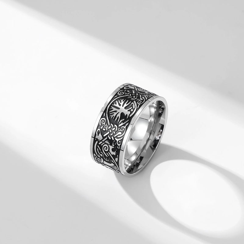 IG Style Gothic Cool Style Life Tree 304 Stainless Steel Men's Rings