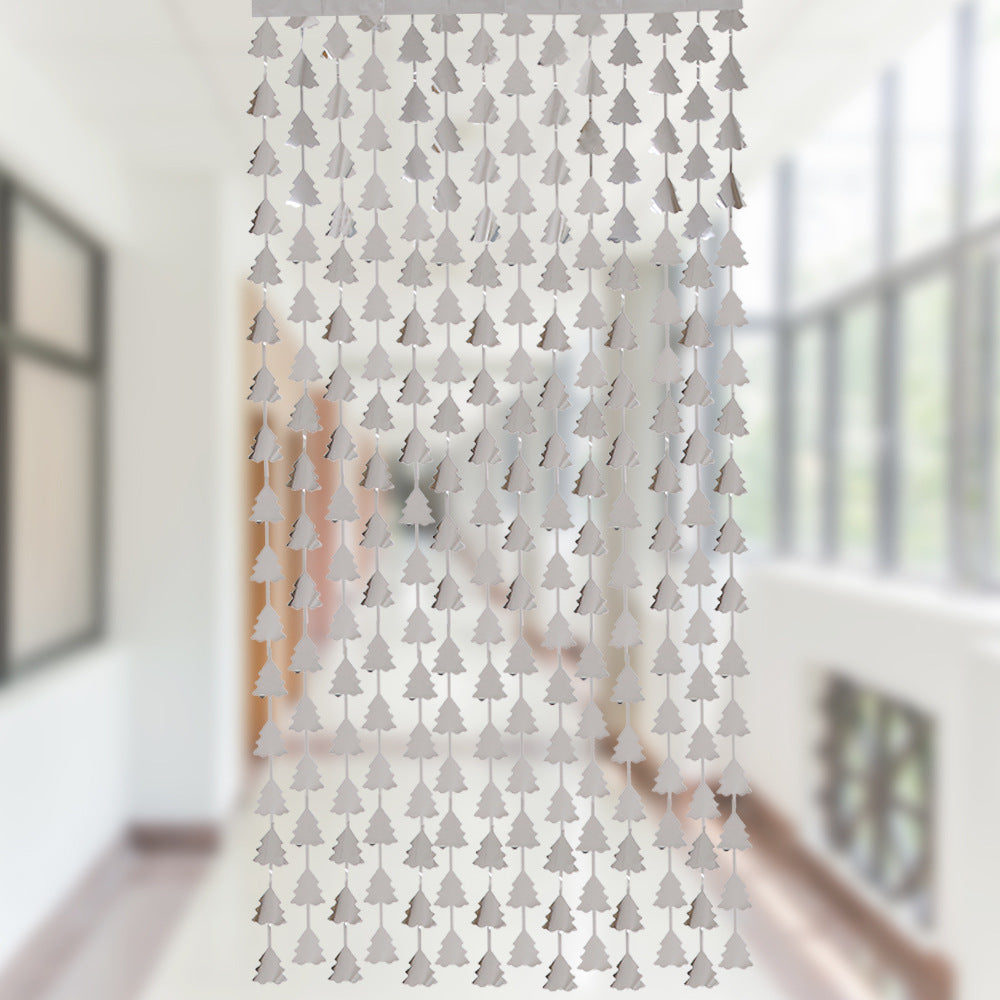 2 Pieces Christmas Decoration 2m Green Christmas Tree Rain Silk Curtain Birthday Party Decoration Christmas Tassel Curtain