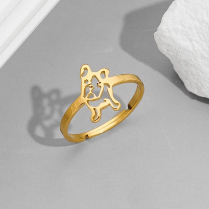 Funny Sweet Pastoral Animal 201 Stainless Steel 18K Gold Plated Polishing Adjustable Ring