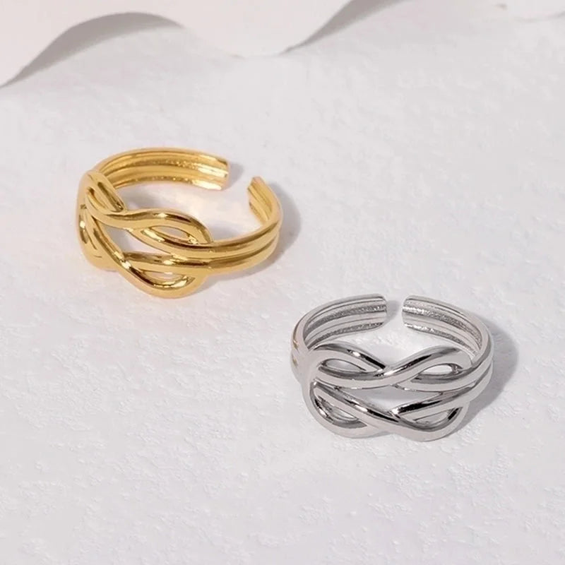 Fashion Geometric Solid Color 304 Stainless Steel 18K Gold Plated Plating Open Ring