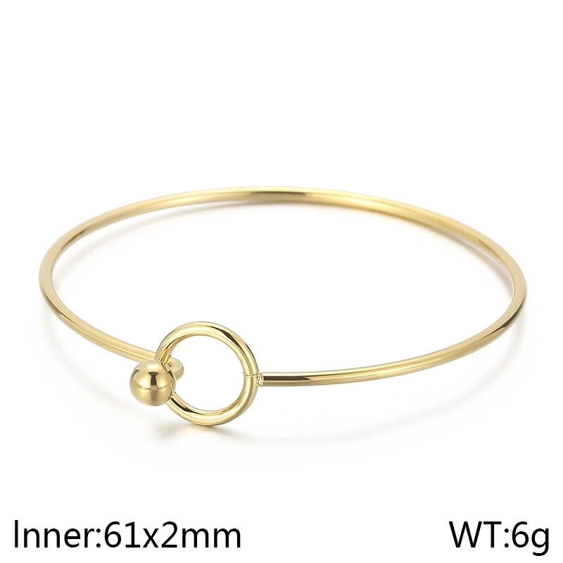 Minimalist Circle 304 Stainless Steel 18K Gold Plated Hollow Out Bracelets Necklace