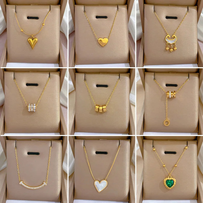 Cartoon Geometric Titanium Steel Electroplating Necklaces