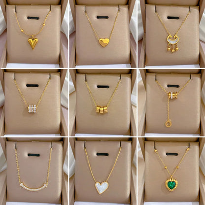 Cartoon Geometric Titanium Steel Electroplating Necklaces