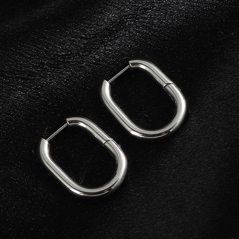 1 Pair Minimalist Geometric Titanium Steel Earrings