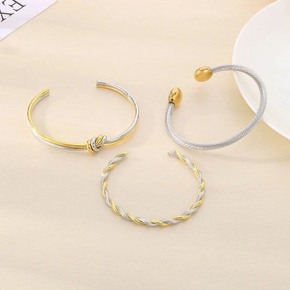 Vintage Style Geometric 304 Stainless Steel 18K Gold Plated Bangle In Bulk