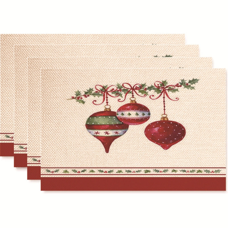 Christmas Nordic Style Christmas Tree Bow Knot Snowflake Linen Cotton And Linen Placemat