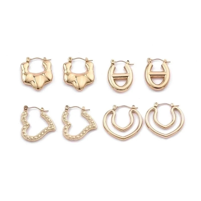 1 Pair Elegant Sweet Commute Heart Shape Plating Stainless Steel 18K Gold Plated Earrings