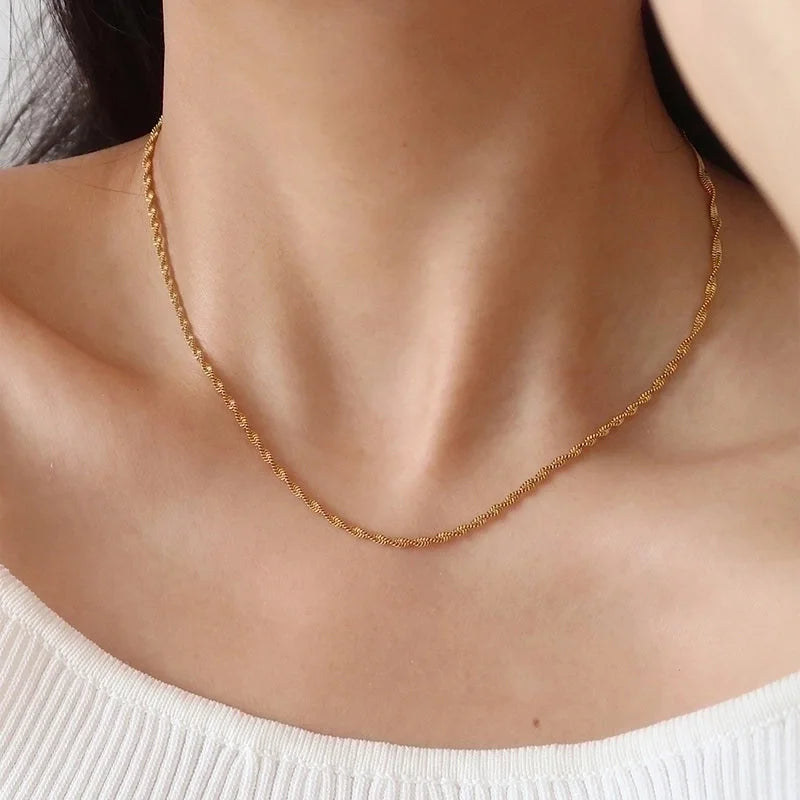 Glam Lady Solid Color 304 Stainless Steel Layered Necklaces