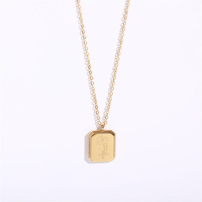 Vintage Retro Camellia Rose Tulip Flower Titanium Steel Necklaces