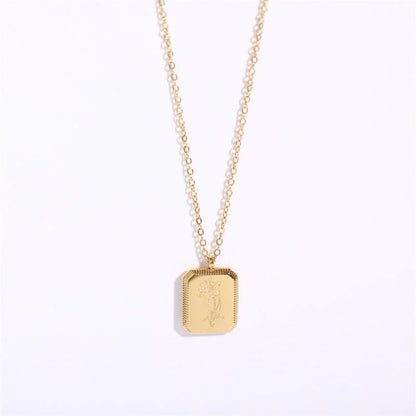 Vintage Retro Camellia Rose Tulip Flower Titanium Steel Necklaces