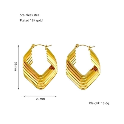 1 Pair Elegant U Shape Plating Stainless Steel Titanium Steel 18K Gold Plated Earrings
