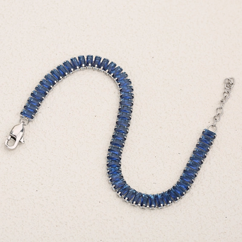 Classic Style Shiny Rectangle 304 Stainless Steel Crystal Zirconium 18K Gold Plated Crystal Zirconium Bracelets In Bulk