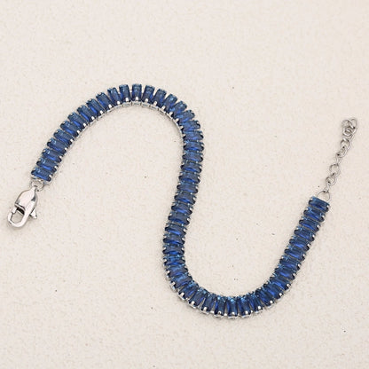 Classic Style Shiny Rectangle 304 Stainless Steel Crystal Zirconium 18K Gold Plated Crystal Zirconium Bracelets In Bulk