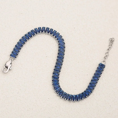 Classic Style Shiny Rectangle 304 Stainless Steel Crystal Zirconium 18K Gold Plated Crystal Zirconium Bracelets In Bulk