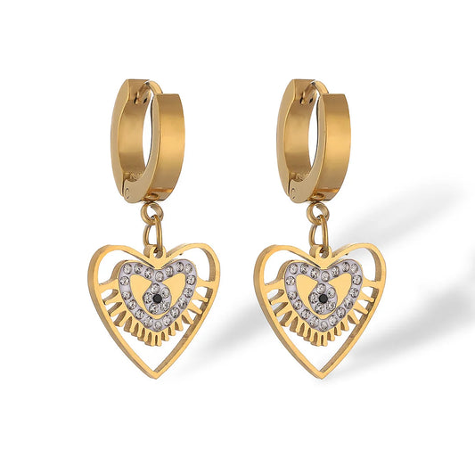 Minimalist Evil Eye Geometric Titanium Steel Drop Earrings