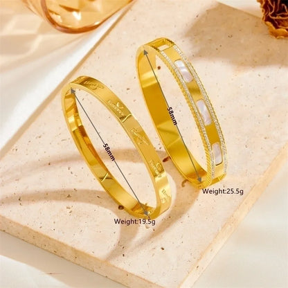 Elegant Minimalist Tree Heart Shape Butterfly Stainless Steel 18k Gold Plated Acrylic Bangle In Bulk