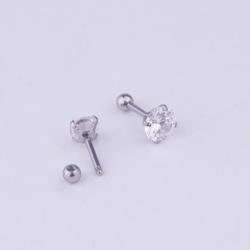 Ear Cartilage Rings & Studs Fashion Geometric 316L Stainless Steel Inlaid Zircon