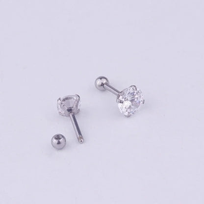 Ear Cartilage Rings & Studs Fashion Geometric 316L Stainless Steel Inlaid Zircon