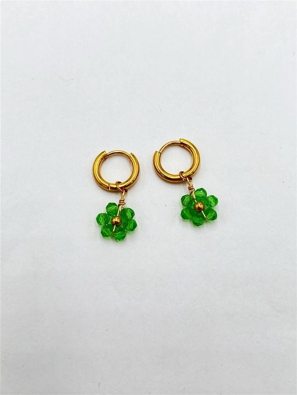 1 Pair Pastoral Flower Inlay 304 Stainless Steel Plastic Stainless Steel Earrings