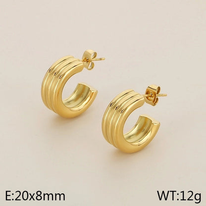 1 Pair Minimalist Solid Color Plating 304 Stainless Steel 18K Gold Plated Earrings