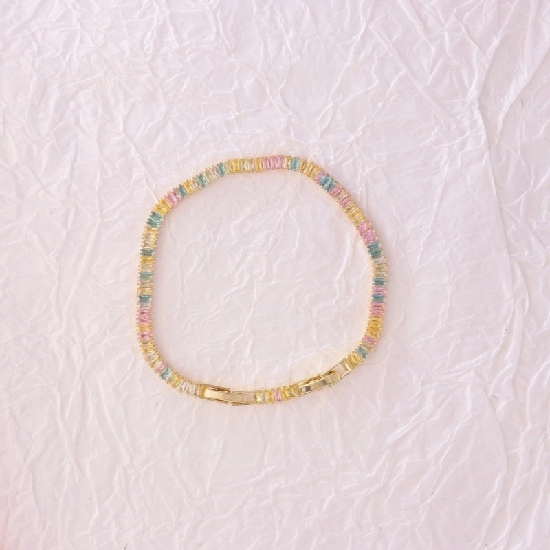 IG Style French Style Classic Style Geometric 304 Stainless Steel Titanium Steel 18K Gold Plated Zircon Bracelets In Bulk