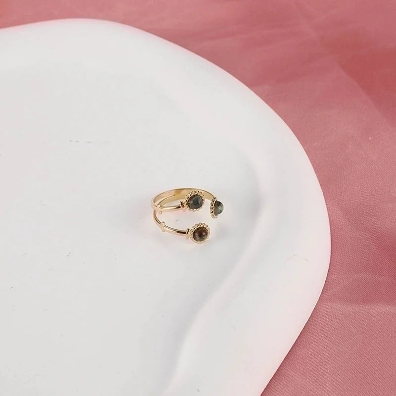 Classic Style Flower 304 Stainless Steel Rhinestones Inlay Open Rings