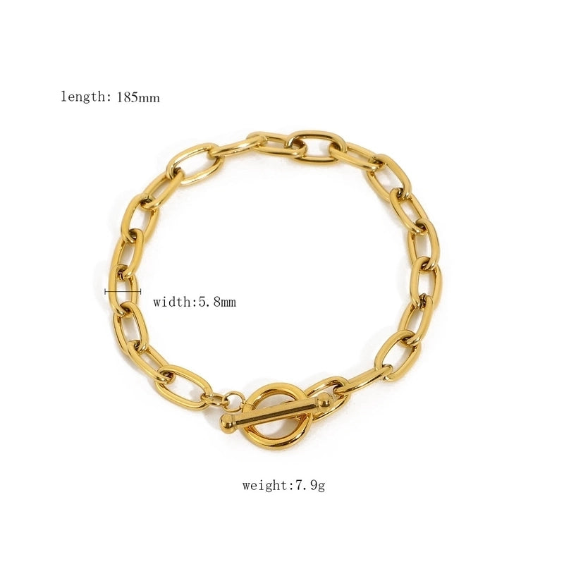 IG Style Minimalist Geometric Stainless Steel 18K Gold Plated Zircon Bracelets Bangle In Bulk