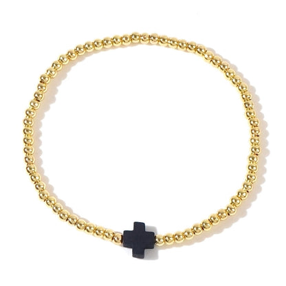 Arylic Copper Beaded Cross Bracelets