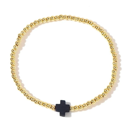 Arylic Copper Beaded Cross Bracelets