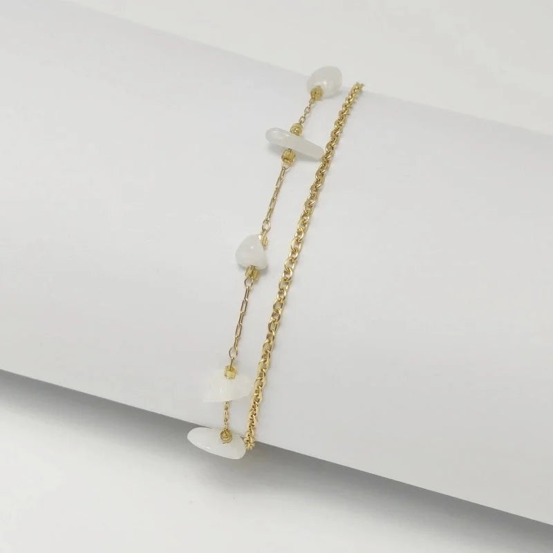 Elegant Beach Minimalist Geometric Crystal Gravel 18K Gold Plated Bracelets In Bulk