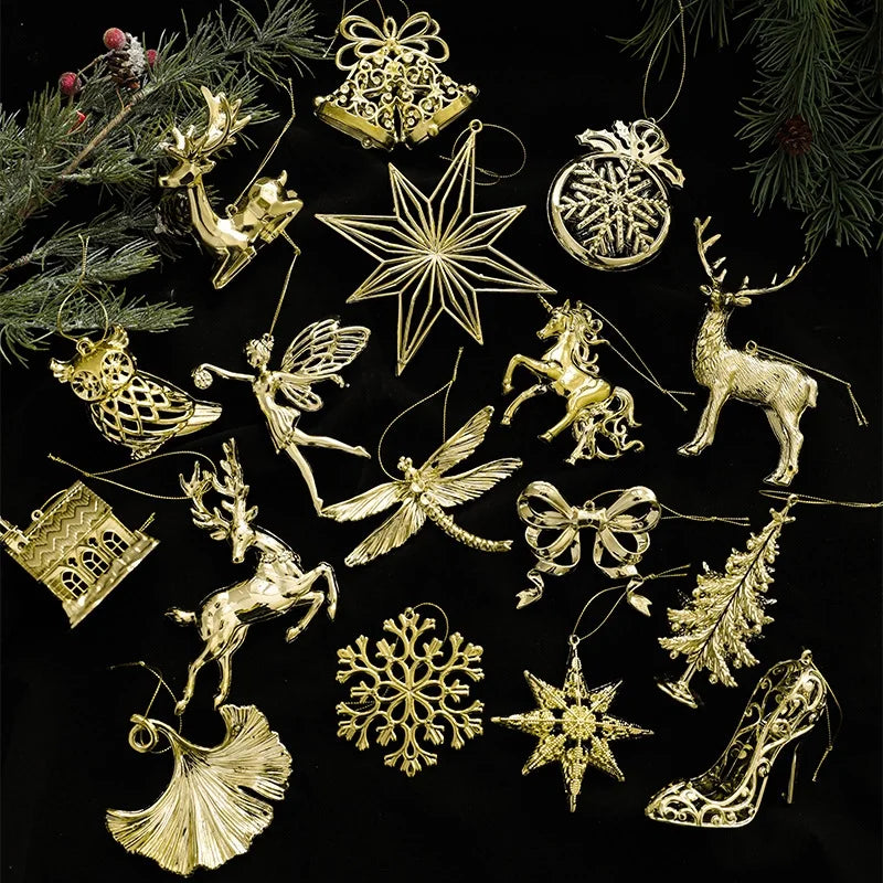 Christmas Elegant Lady Pastoral Star Elk Plastic Holiday Banquet Hanging Ornaments Decorations Hanging Ornaments