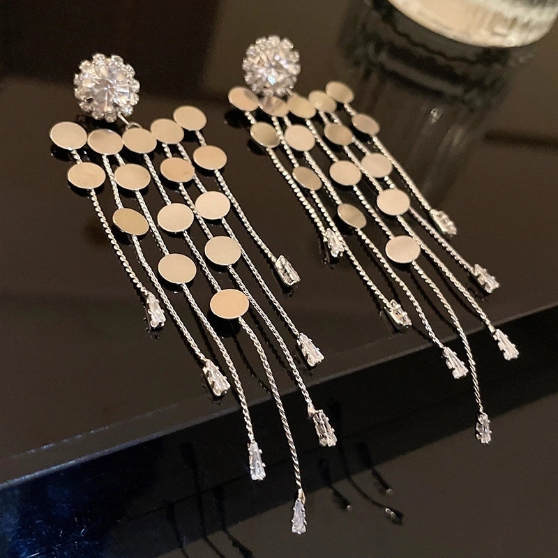 1 Pair Retro Color Block Heart Shape Pleated Inlay Copper Rhinestones Drop Earrings