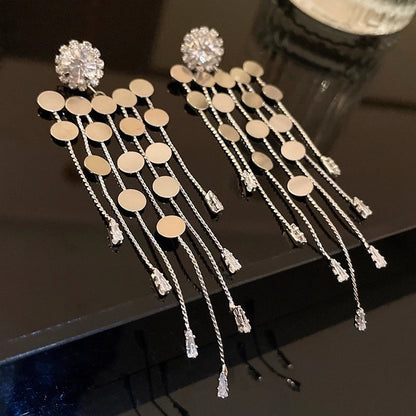 1 Pair Retro Color Block Heart Shape Pleated Inlay Copper Rhinestones Drop Earrings