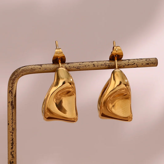 Fashion Irregular Geometric Stainless Steel 18K Gold Plated Earrings
