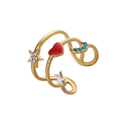 Fashion Geometric 304 Stainless Steel 18K Gold Plated Plating Open Ring