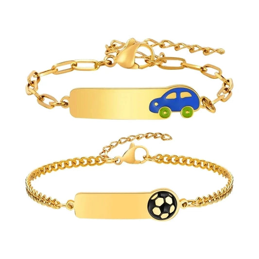 Cute Minimalist Car Football 304 Stainless Steel 18K Gold Plated Kid'S Bracelets
