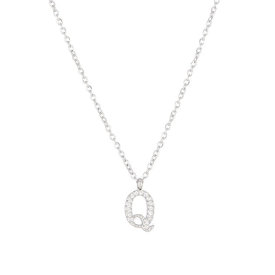 Minimalist Letter 304 Stainless Steel Zircon 16K Gold Plated White Gold Plated Plating Inlay Pendant Necklace