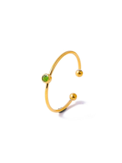 Casual Minimalist Round 304 Stainless Steel Zircon Inlay Open Rings