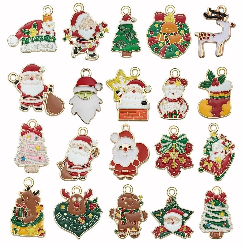 1 Piece 20 PCS/Package 16x23mm 17x22mm Alloy Christmas Tree Santa Claus Gingerbread Pendant Jewelry Accessories