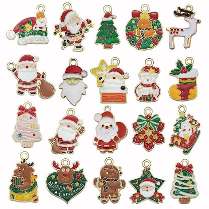 1 Piece 20 PCS/Package 16x23mm 17x22mm Alloy Christmas Tree Santa Claus Gingerbread Pendant Jewelry Accessories