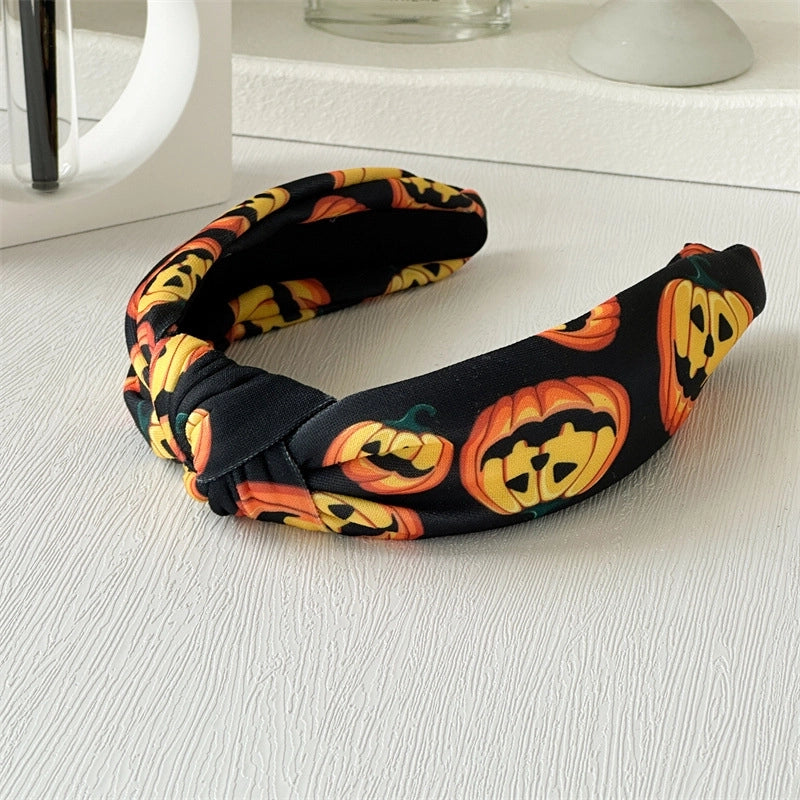 Europe And America New Halloween Headband Skull Pumpkin Fabric Knotted Headband Holiday Party Headdress In Stock