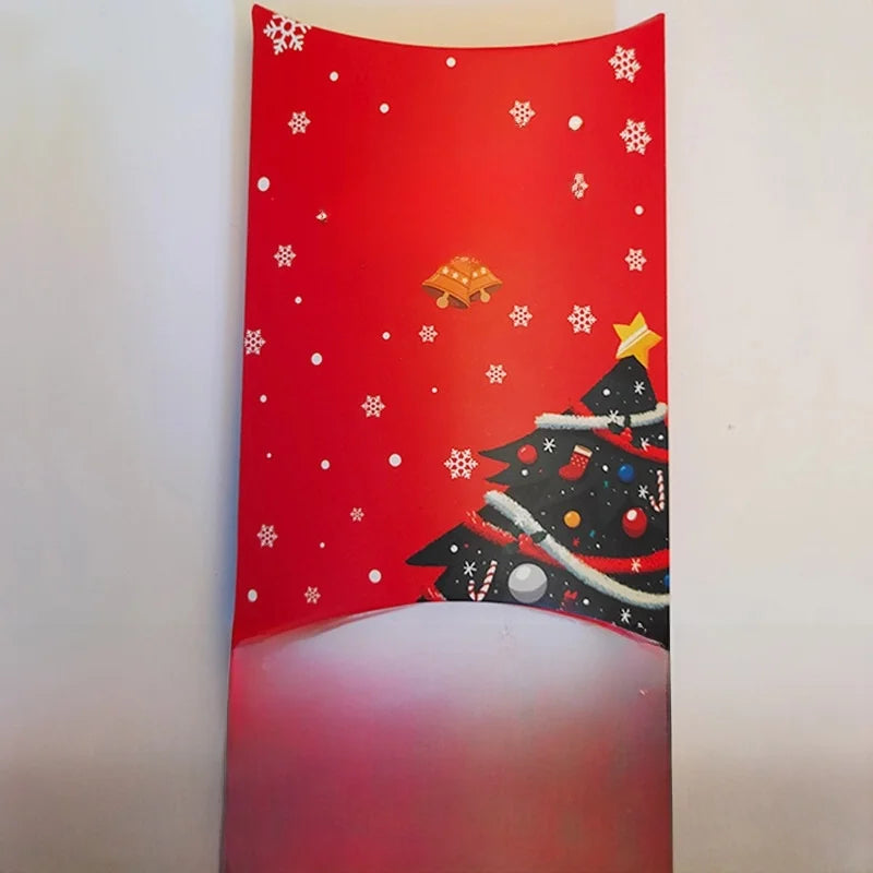 Christmas Pillow Box Candy Chocolate Packaging Box Nougat Baking Cookie Box New Year Nut Gift Box Empty Box