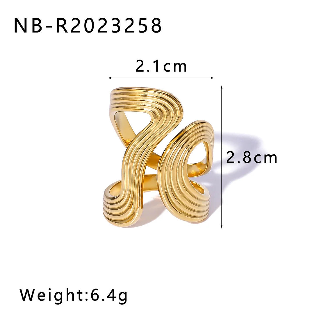 Open Ring IG Style Star Shell Textured Star Geometric Stainless Steel Electroplating Rings