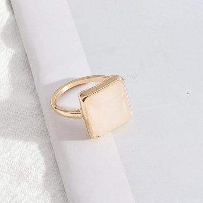 2 Pieces Minimalist Square Alloy Plating Inlay Natural Stone Women\'s Rings