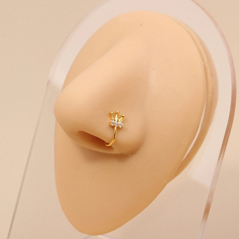 1 Piece Nose Rings & Studs Minimalist Geometric Copper Inlay Zircon 18K Gold Plated Nose Rings & Studs