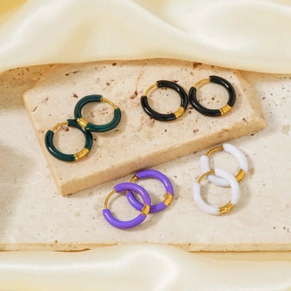 1 Piece Minimalist Artistic Commute Geometric Enamel 304 Stainless Steel Resin K Gold Plated Earrings