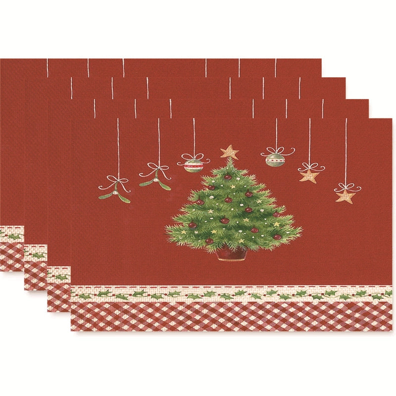 Christmas Nordic Style Christmas Tree Bow Knot Snowflake Linen Cotton And Linen Placemat
