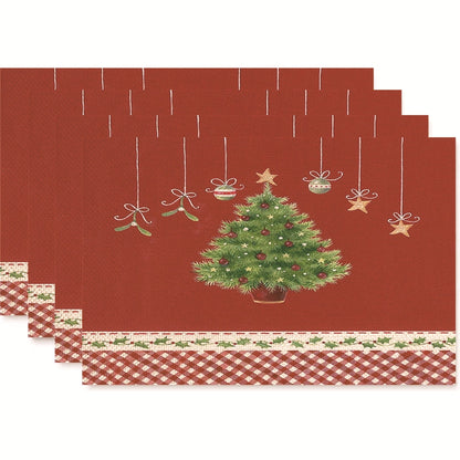 Christmas Nordic Style Christmas Tree Bow Knot Snowflake Linen Cotton And Linen Placemat
